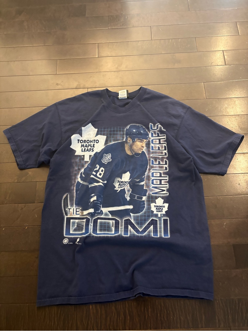 Vintage Tie domi Navy Blue Graphic Hockey T-Shirt